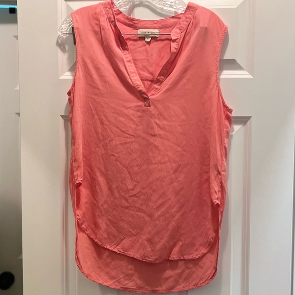 3/$19 Cloth & Stone coral pink sleeveless tunic tank top - Picture 3 of 14